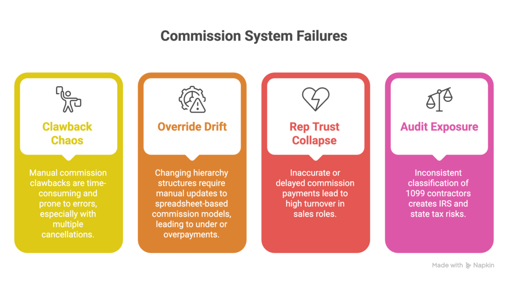 What breaks at scale when doing commissions manually