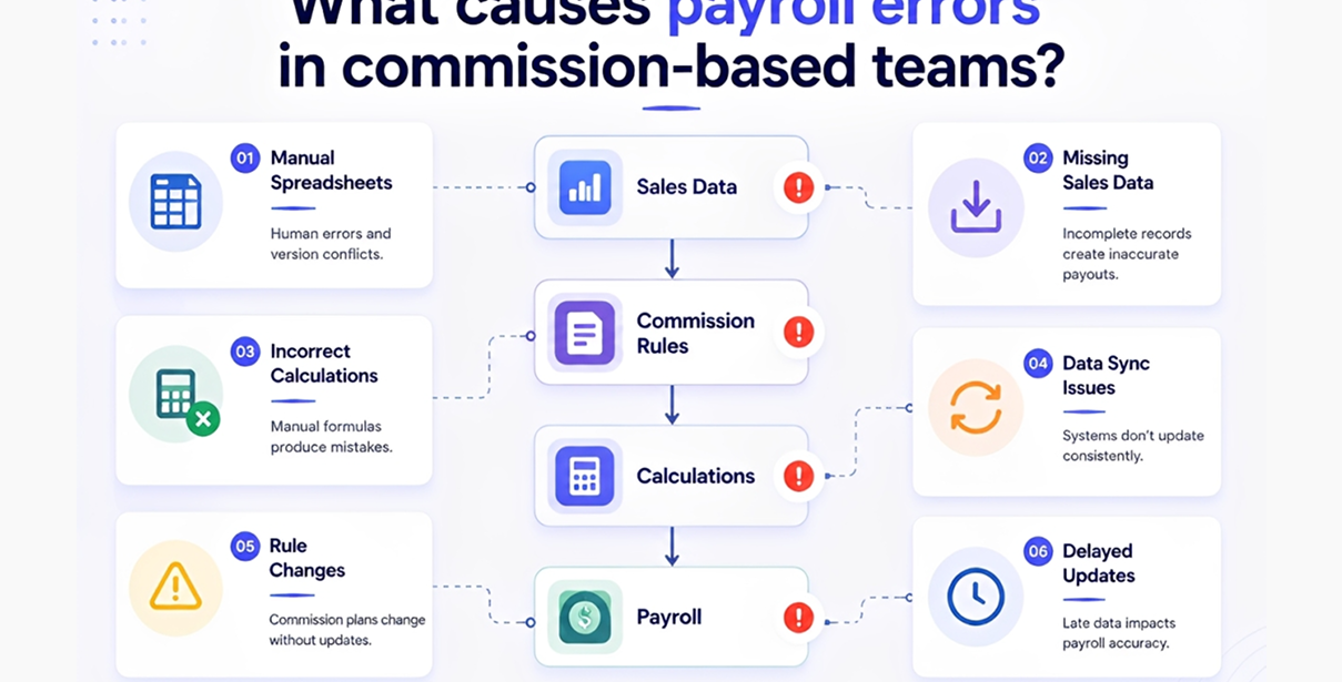 what causes payroll errors in commission-based teams — Sequifi unified commission and payroll dashboard