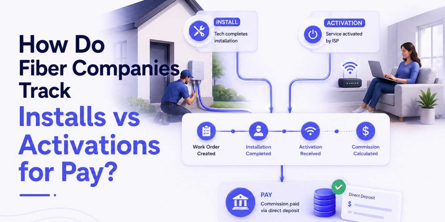How do fiber companies track installs vs activations for pay